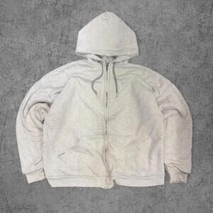 Vintage 90s Heather Grey Thermal Lined Zip zip Hoodie